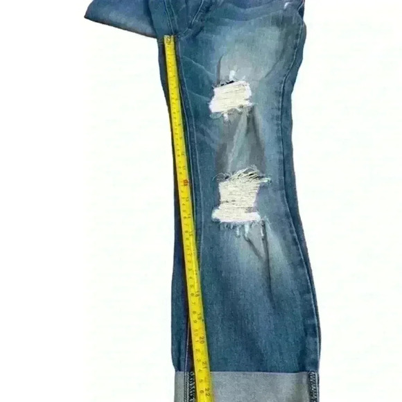 REVICE Denim High Rise Crop Mom Blue Jeans Distressed Light Wash Women's 28 USA - Picture 11 of 15